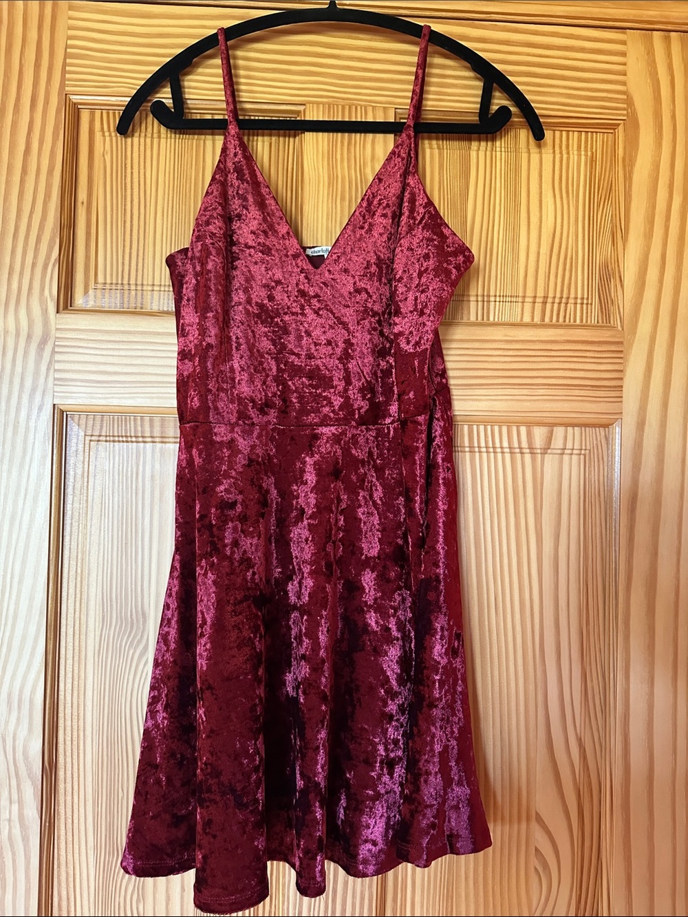 Charlotte Russe Velvet V-Neck Slip Dress - Wine Red size M NWT